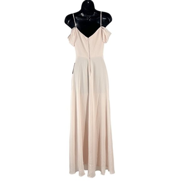 Birdy Grey Devin Convertible Chiffon Long Dress Gown Pale Blush Pink Extra Small - Picture 3 of 16